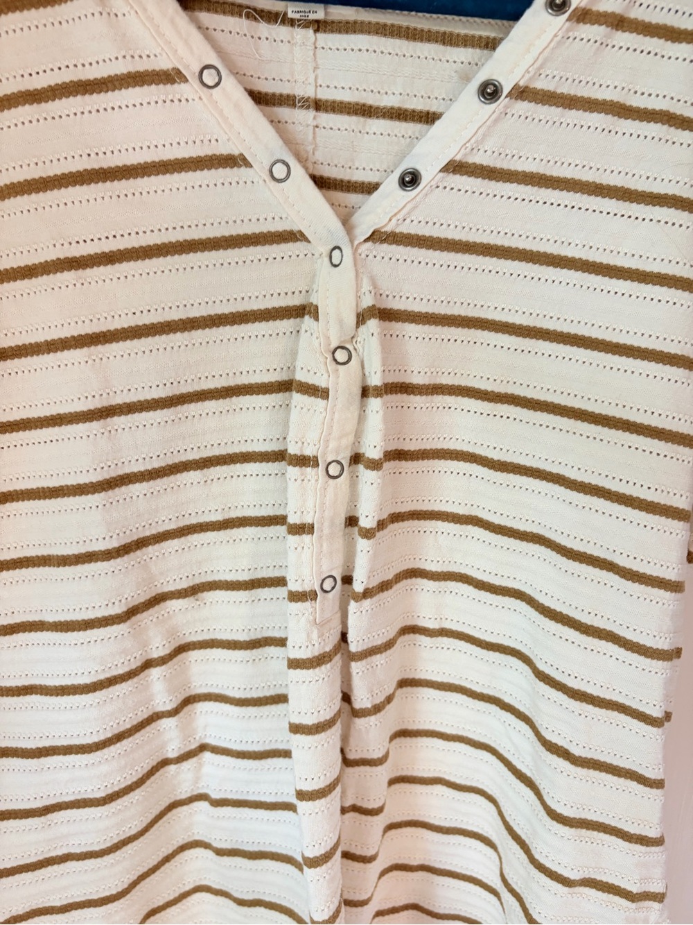 Pilcro Andie Scoop-Neck Ribbed Henley Top Striped - Picture 6 of 9